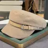 Gorra de estilo británico vintage para mujer con hebilla de cinturón, ala ancha, estiliza el rostro, transpirable y cómoda, gorra de vendedor de periódicos, artística y versátil