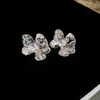 Pendientes Retro Europeos y Americanos Transfronterizos de Plata con Forma de Gota de Agua y Flor de Guisante, Elegantes Pendientes de Moda Exagerados de Gama Alta para Mujer