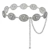 Corrente de Cintura Cabeça de Vaca Corrente Decorativa Estilo Novo Transfronteiriço Cinto Feminino Moda Versátil Corrente com Fivela Oval de Metal para Combinar com Casacos