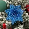 Decorações de Natal de Venda Quente Transfronteiriças Flor de Natal Vermelha Brilhante Oca de Primeira Classe Decoração de Pingente para Guirlanda de Árvore de Natal Atacado