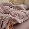 Categoría Madre y Bebé Set de Cuatro Piezas Original de Cáñamo Botón Retro Funda Nórdica Floral Sábanas Algodón Puro Ropa de Cama para Dormitorio Estudiantil