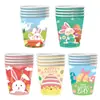Amazon Transfronterizo Fiesta Temática de Pascua Bandeja de Papel para Huevos Vaso de Papel Servilleta de Papel Bandeja Desechable de Papel Juego de Vajilla
