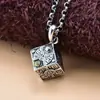 Colar Masculino de Prata 925 com Pingente Cubo Mágico Cósmico Atacado Design de Rua de Alto Senso Acessórios de Nicho