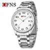 Reloj de Negocios Oufani, Esfera Grande Simple, Reloj de Cuarzo Digital Resistente al Agua 30m, Elegante Reloj de Pareja Luminoso con Calendario Simple