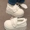 Zapatos de Felpa Estilo Birkenstock para Mujer, Zapatos de Algodón que Aumentan la Altura, Color Sólido, Dulces y Gruesos, Cálidos para Otoño e Invierno, Suela Gruesa, Nuevo Modelo 2025 con Forro Polar Añadido