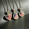Pingente Forma de Coração Gota d'água Cruz Bandeira Americana Cobre Zircônia Personalizado Versátil Colar Colar Bandeira Americana