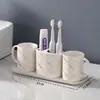 Juego de Cinco Piezas de Baño de Lujo Ligero, Kit de Baño, Taza de Cerámica para Cepillo de Dientes de Baño, Bandeja para Tazas de Lavar