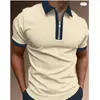 Ropa de Hombre Transfronteriza de Exportación Europea y Americana 2025 Camiseta Polo de Manga Corta con Cremallera Estampada en 3D para Hombre Color Puro Envío Gratis