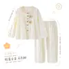 Pijama para niñas, colección primavera y otoño, de manga larga, con estampado de nubes, algodón fino, nuevo estilo de otoño, para niñas de talla mediana y grande, ropa de estar por casa moderna