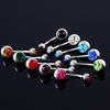 Clavo de Ombligo Doble Diamante de Acero Inoxidable Botón de Ombligo Grande Clavo de Ombligo Clavo de Pezón Clavo de Oreja Joyería de Piercing Europea y Americana 17 Colores Venta al por menor