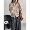Cardigan de Tricô Rosa com Gola Redonda e Manga Longa Estilo Coreano OEM Feminino 2026 Outono Inicial Novo Suave Solto Peça de Roupa Externa Camiseta Top