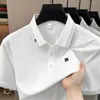 Camiseta Masculina de Algodão e Seda Manga Curta Verão Novo Estilo Business Casual Bordada Fresca Respirável Camiseta Masculina Manga Curta Atacado