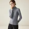 Suéter feminino de cashmere 100% cashmere de cabra peça única sem costura gola alta slim fit para mulheres, outono e inverno cor sólida base de malha
