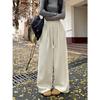 Pantalones Deportivos de Pierna Ancha de Cintura Alta con Cordón Pantalones Fluidos Largos hasta el Suelo 2024 Otoño Versátil Estilo Perezoso Casual Pantalones de Chándal para Mujer