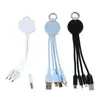Llavero Trenzado Electrochapado Tres en Uno Regalo Color Personalizable Logo Cambiante USB Brillante Cable de Datos de Carga Uno a Tres