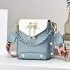 Bolsa para Teléfono Móvil para Mujer 2025 Nueva Celebridad de Internet Bolso Pequeño Textura de Moda Bolso de Hombro Versátil Estilo Extranjero Cadena de Perlas Bolso Pequeño