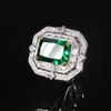Anillo de diamantes cuadrados de lujo con incrustaciones de cobre y flor de hielo con fondo de cobre chapado en oro y diamantes de alto carbono de Zhuang Sheng, anillo de diamantes cuadrados de lujo ligero con incrustaciones de cobre para mujer 10*14