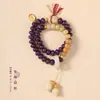 Cheio de Beleza! Ábaco de Contas de Bodhi de Jade Roxo de Alta Qualidade e Lindo Ursinho Fofo Anel de Corrida Duplo Círculo Pulseira Redutora de Idade para Menina