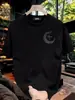 Camiseta de Manga Corta con Estampado de Marca de Moda, Algodón Puro Pesado de 180g, Transfronteriza, para Hombre, Verano, Nueva, Casual, Talla Grande, Holgada y Versátil