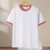 Camiseta de algodão de verão com contraste masculina e feminina cor de ombro combinando gola redonda manga curta atacado logotipo personalizado roupa de grupo Camiseta