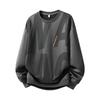 Sudadera Acu para Hombre con Diseño de Letra Estampado Cuello Redondo para Hombre Otoño e Invierno 2026 Tallas Grandes Versátil Holgada con Forro Polar