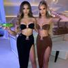 Amazon Aliexpress Estación Independiente Modelo Caliente Transfronterizo 2023 Nuevo Falda Sexy con Abertura para Mujer Tubo Metálico
