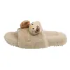Pantuflas de dibujos animados para casa con suelas gruesas para otoño e invierno, pantuflas de peluche de gato lindas de punta abierta para interior, pantuflas de algodón