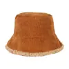 Sombrero de Pescador de Pana de Doble Cara para Mujer, Sombrero de Pescador de Lana de Cordero para Otoño e Invierno, Sombrero de Cubo Cálido y Moderno, Estilo Minimalista para Adultos