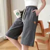 Shorts Casuales de Algodón Color Caqui para Mujer Verano 2025 Nuevos Shorts Talla Grande Pantalones Sueltos de Cinco Cuartos