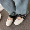 Zapatos Mary Jane de Moda con Doble Correa, Remaches, Punta Redonda y Tacón Bajo, de Piel de Oveja de Capa Superior, Estilo Vintage Otoño 2026