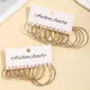 Set de Aretes Dorados Geométricos Retro Cruzados para Mujer Moda Aros Redondos de Perla Nuevo Set de Aretes