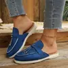 Chinelos estilo europeu e americano, novas mules fechadas sem cadarço femininas para outono de 2026 para uso externo, sapatos casuais slip-on