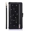 Funda para teléfono móvil Samsung Note20 con purpurina y nueve tarjetas, con cremallera, cordón, billetera con tapa, funda de cuero Ultra Note20