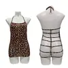 Lencería Sexy Tallas Grandes, Transparente y Atractiva, Estampado de Leopardo, Seductora y Provocativa, Revelando los Glúteos
