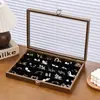 Almacenamiento de Joyas Caja de Exhibición de Joyas de Madera para Pendientes y Anillos Gran Capacidad Caja de Almacenamiento de Collares Decorativa Lujo Ligero Gama Alta