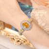 Exhibición de joyas del mismo estilo, pulsera de diamantes amarillos en forma de huevo de ganso con diamantes Howe de industria pesada, personalidad temperamental, pulsera de diamantes de alto carbono para mujeres