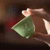 Taza de Té Sombra de Bambú Blanco Pintada a Mano Mi Yan Taza de Té de Cerámica Hecha a Mano Taza Maestra para el Hogar Tart Fino Juego de Té Kung Fu Taza de Té