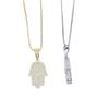 Collar con colgante de mano hamsa nuevo de comercio exterior europeo y americano, hip hop rap con circonitas incrustadas, joyería para hombre en stock al por mayor