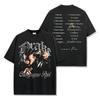 Camiseta de manga corta lavada con estampado de doble cara de Drake, estilo hip-hop transfronterizo estadounidense, suéter holgado con capucha y cuello redondo, venta al por mayor