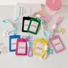 Porta-Cartões de Couro Estilo Coreano Hisocute com Display para Foto Polaroid 3 Polegadas Cartão de Refeição Estudantil Identificação de Trabalho Pingente Anti-Perda