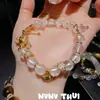Joyería Natural de Madagascar Rosa Rosa Cristal Pequeño Pulsera para Cintura de Hombre Nuevo Zorro de Nueve Colas Chino Pulsera de Cristal Blanco