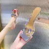 Saltos Stiletto de Bico Quadrado para Calçar sem Cadarço para Mulheres, Novo Estilo Verão 2026, Abertos na Ponta, Refrescantes, Respiráveis, Leves, Versáteis, Salto Alto com Strass