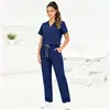 Uniformes de enfermeiro de hospital transfronteiriços, conjuntos de duas peças para scrub, bordado carimbado a quente, tecido grosso TRS, vestuário de trabalho para clínicas no exterior em estoque