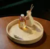 Amostras de Acessórios de Banheiro em Travertino Amarelo, Bandeja de Amostras, Sabonete Líquido para Mãos, Porta-Sabonete para Lavatório, Porta-Objetos, Frasco de Loção com Óleo Essencial