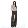 Jeans de Mezclilla Elástica Pierna Recta Ajustada Gris Verdoso Transfronterizos Sin Cinturilla Mujer Nuevo Estilo Otoño/Invierno 2026 Adelgazantes Versátiles