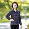 Camisa de Algodón a Cuadros de Moda para Madres, Blusa Casual de Manga Larga Nueva para Primavera y Otoño para Mujeres de Mediana Edad y Mayores