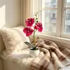 3 Orquídeas Phalaenopsis, 2 Vasos de Orquídeas Phalaenopsis Artificiais, Adereços de Fundo para Fotografia, Vasos de Flores Decorativos para Sala de Estar