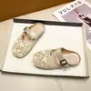 Nuevas Medias Zapatillas de Verano con Cordones para Mujer, Sandalias Planas Transpirables de Estilo Artístico Hueco, Slip-On de Suela Suave