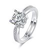 Moda europeia e americana simples quatro garras anel de zircão feminino abertura de casamento de prata fotos festivas, fabricantes de anel de diamante uma geração de cabelo