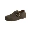 Sapatos Casuais Femininos Bico Diviso Novo Estilo 2026 Solado Macio Retrô Francês Casuais Simples Outono Couro Macio Bico Redondo Slip-on